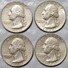 1964-D Washington Quarters 25¢ 90% Silver Coins (Set of 4) Denver Mint