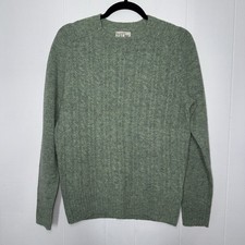 J. Crew Men  s 100 Wool Cable-Knit Crewneck Sweater Fisherman Green Size Small