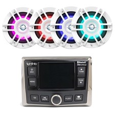 4x Infinity 6.5" 300W Multicolor LED Speakers, Marine Bluetooth Stereo Receiver