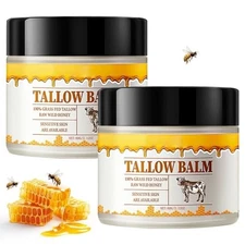 2 Pack Tallow and Honey Balm, Premium Beef Tallow and Wild Honey,Balm for Skin