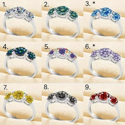 (Sonderaktion) Echt 925 Sterling Silber 2 Karat Rundschliff Moissanit Ring (5-9)
