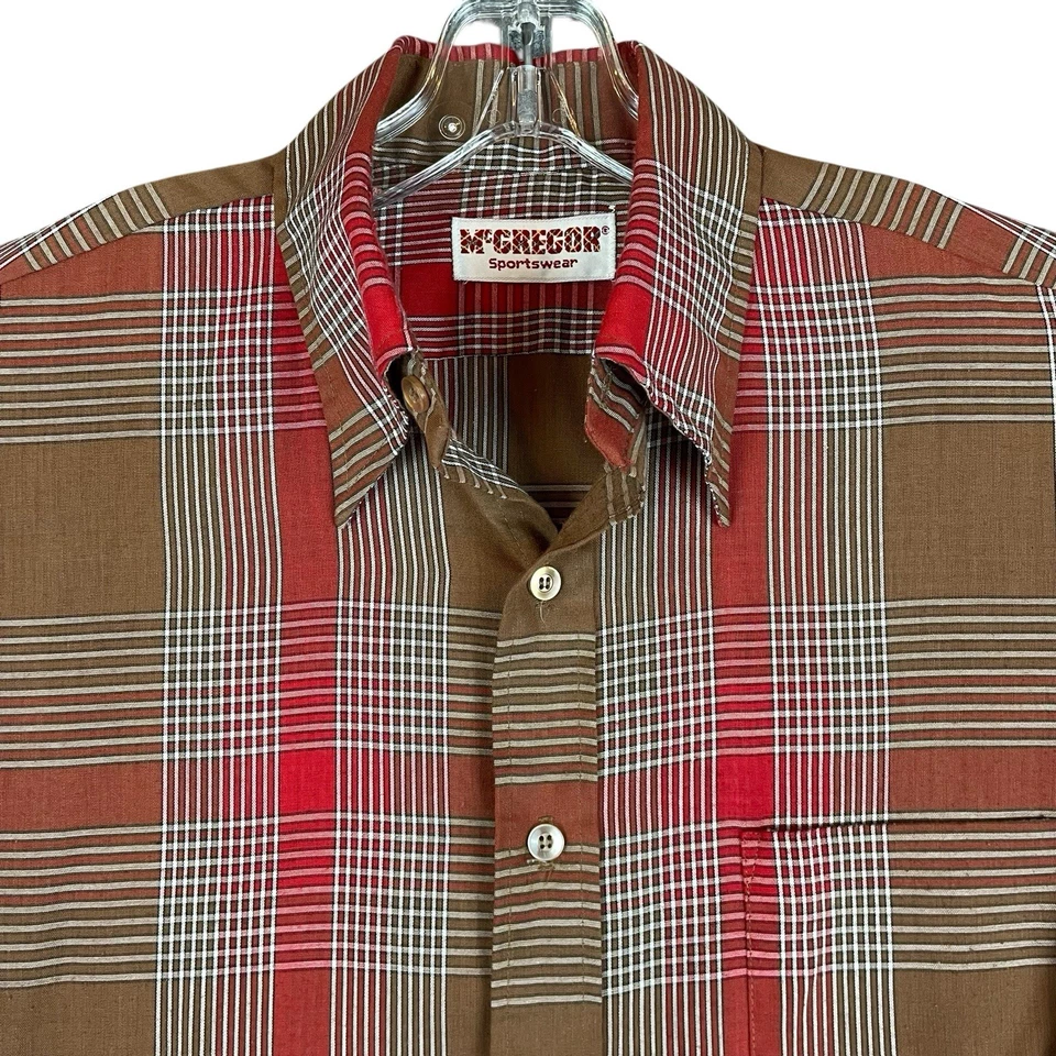 Camisa De Colección Años 60 70 McGregor Ropa Deportiva Para Hombre 15.5 Multicolor A Cuadros Manga Larga Foto 3 de 4