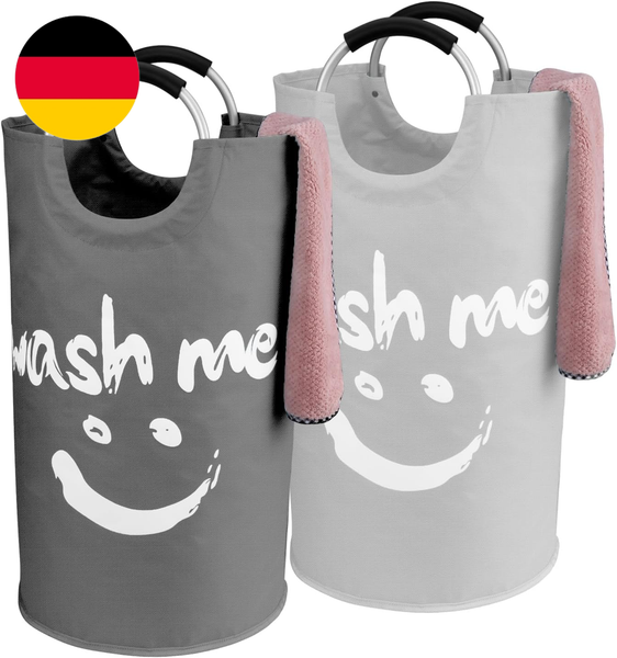 2Er WäSchekorb 95L Faltbar WäSchesammler WäSchetonne Stoff WäSchebox Mit Griff,-image