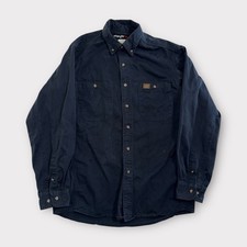 Wrangler Riggs Workwear Button Down Shirt Men  s Medium Blue Long Sleeve