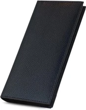 Black Basic Genuine Leather Checkbook Cover for Men & Women