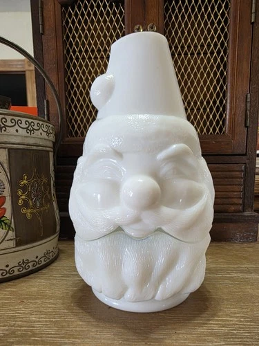 Vintage Fenton Milk Glass Santa Fairy Lamp w/Sticker Ships Same Day
