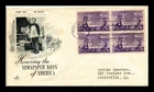 DR JIM STAMPS US COVER NEWSPAPER BOYS OF AMERICA FDC BLOCK OF 4 ARTCRAFT