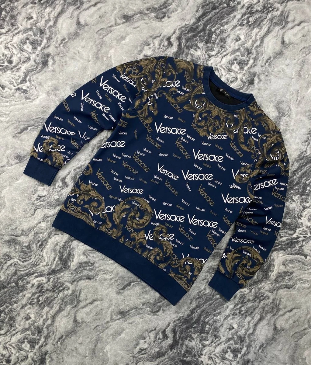 Moletom Versace Brushed Embroidery Logo Gold Black