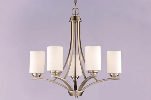 Maxim 20035SWSN Deven 24" 5-Light Satin White Chandelier in Satin Nickel - Picture 2 of 3