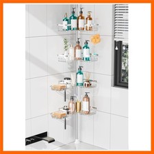 Shower Caddy Tension Pole, Rustproof Corner Organizer, Silver