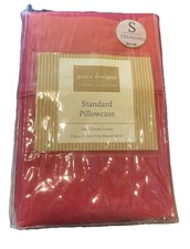 Set of 2 Grace Designs Standard Pillowcases 300 Count Cotton Blend Mineral Red
