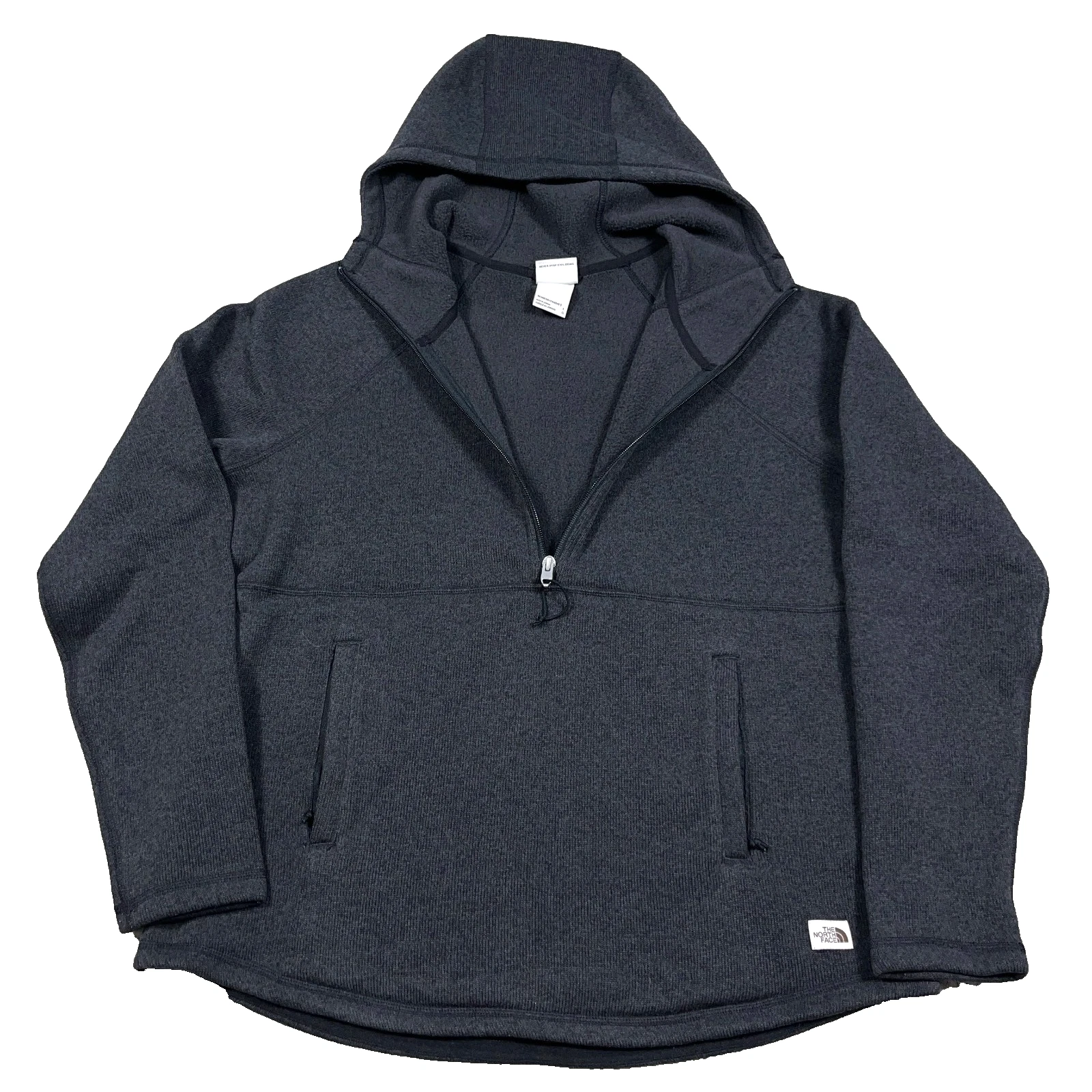 North Face Sweater Women Large Gray Crescent Hoodie Pullover Half Zip Heather