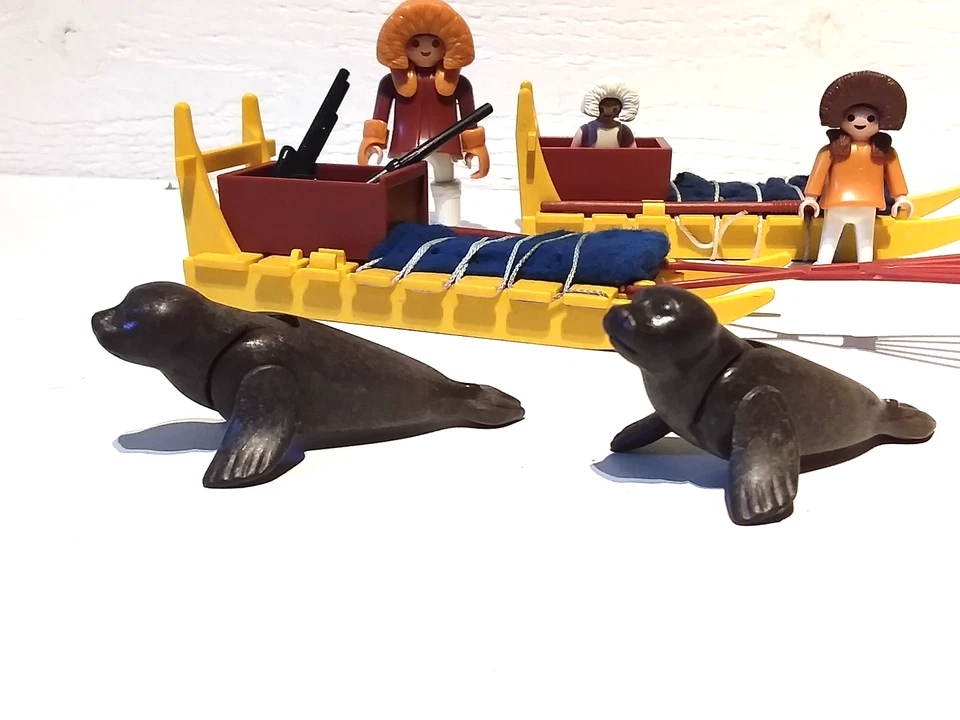PLAYMOBIL LOT ESQUIMAUX TRAÎNEAU VINTAGE 80’S EXPLORATION EXPÉDITION PHOQUE 3466 - Photo 3/4