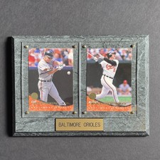 Baltimore Orioles 2 card plaque featuring Cal Ripken Jr. and Rafael Palmeiro
