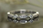 1.1Ct Round Cut Simulated Diamond Dainty Stackable Band 14K White Gold Plated