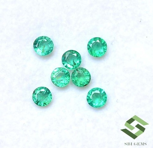 3.50 mm Natural Emerald Round Cut Lot 07 Pcs 1.28 CTS Calibrated Loose Gemstones - Picture 3 of 7