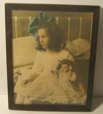 Early 1900's Colorized Photo LITTLE GIRL  Look-A-Like Doll Pro-framed 