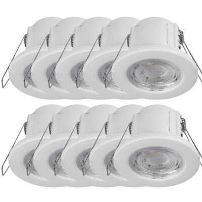 10X 5W Feuerfest LED Dimmbar Einbauleuchte Spot Leuchten IP65 Weiß Warmweiß 3000k