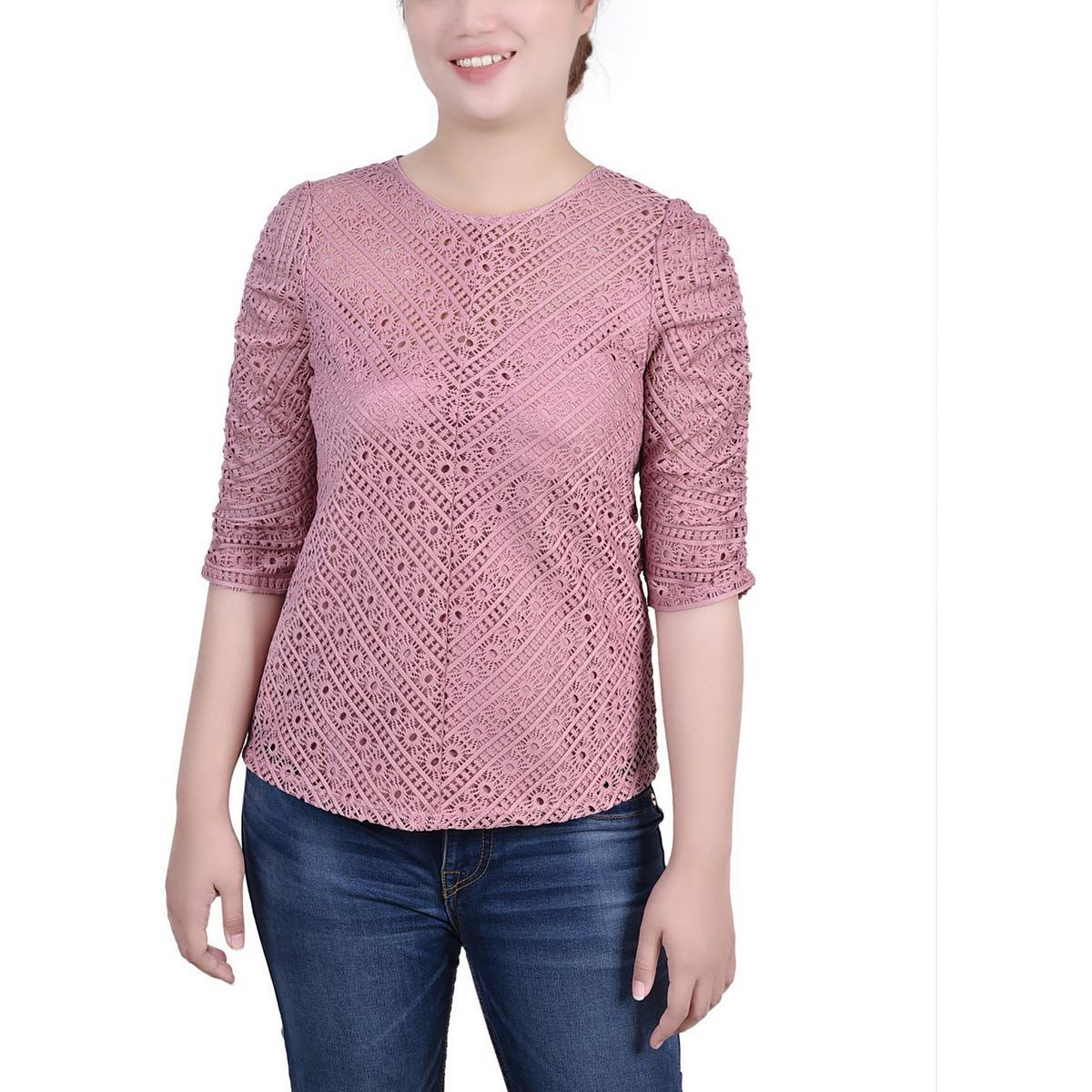 Женский фиолетовый пуловер с оборками Top Petites PXL BHFO 9088 из коллекции NY Collection