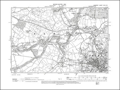 OLD ORDNANCE SURVEY MAP FROME 1902 BROADWAY TRINITY KISSING BATCH COTTLES OAK