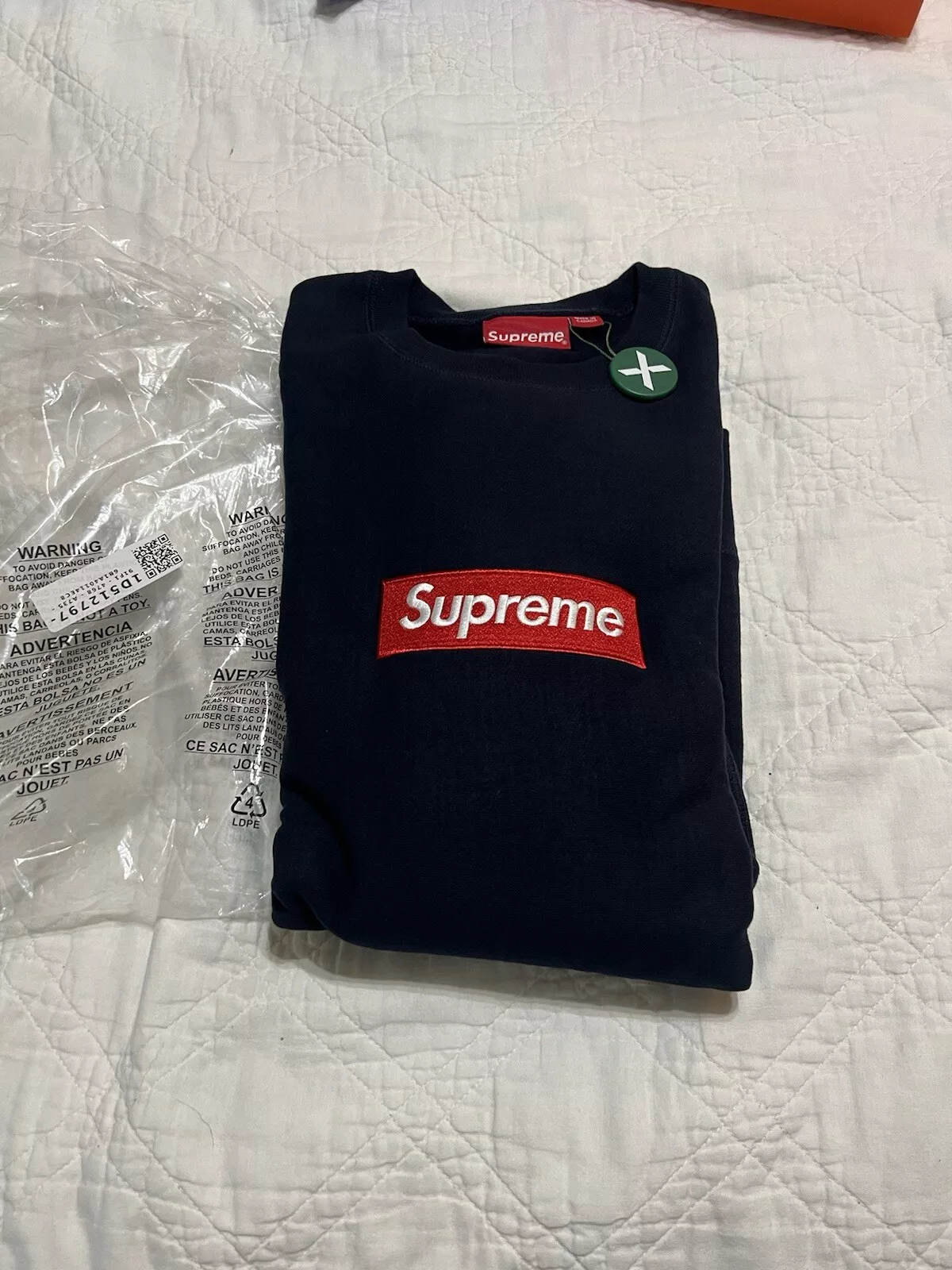GRAIL Supreme FW15 BOÎTE CREWNECK LOGO MARINE/ROUGE XL FLAMBANT NEUF RARE AF 