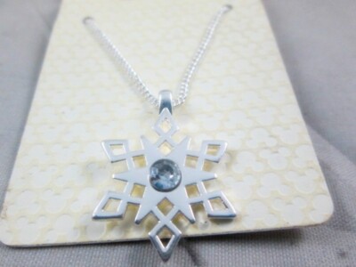 Halskette mit Anhänger Silber und Blau Frozen Schneeflocke