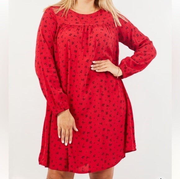 red t shirt dress long sleeve CONNER IVES-RECONSTITUTED LONG SLEEVE T- SHIRT DRESS-801 MULTI – Dope main image 1