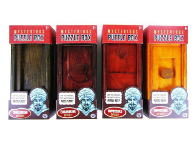 (1 RANDOM) Puzzle Box Secret Hidden Compartment Wood Money Mystery Brain Teaser