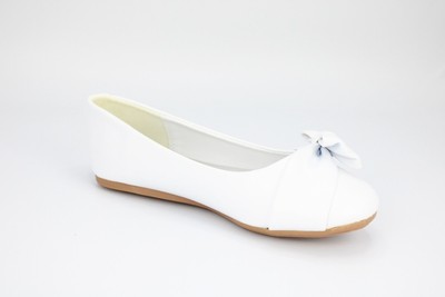 Little Angel Girls Teshi-400E Bow Decor Ballet Loafer Flat, White, Little Kid 13