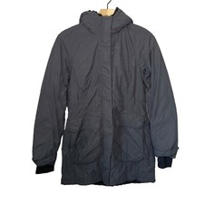 Athleta PrimaLoft Full Zip Hooded District Parka Coat Charcoal/Black Size Small