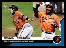 2020 Topps Now Blue Parallel /49 #77 Pat Valaika Pedro Severino Orioles