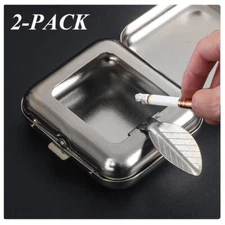 2X Portable Car Ashtray Metal Pocket Ashtray Mini Ashtray with Lid Cigaretbe NEW