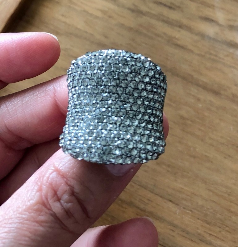 JOAN BOYCE Silvertone Pavé White/c Colourless Crystal Ring