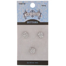 SEW-OLOGY Rhinestone Ball Shank Buttons - 9mm - 3 pcs