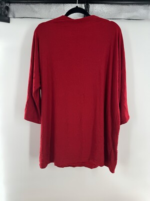 NWT Bryn Walker Size  M Adria Tunic Red French Terry Knit Boat Neck 3/4 Sleeve