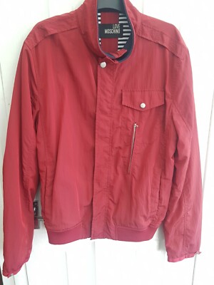LOVE MOSCHINO Red Zipped Jacket Coat striped Size 18 UK