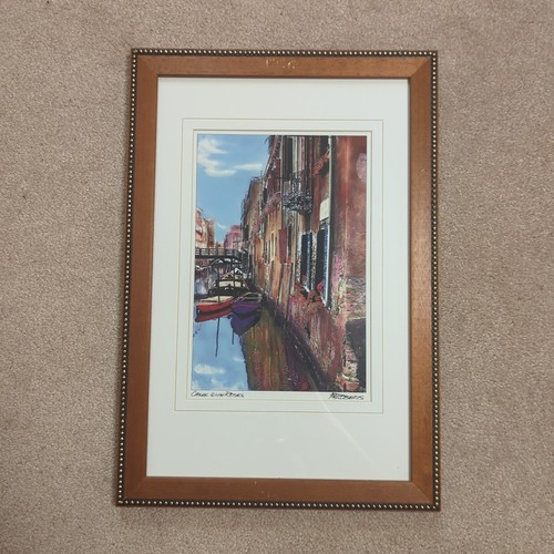 Martin Roberts "Canal With Roses" Hand Signed Litho Photo Venice Italy Gondola