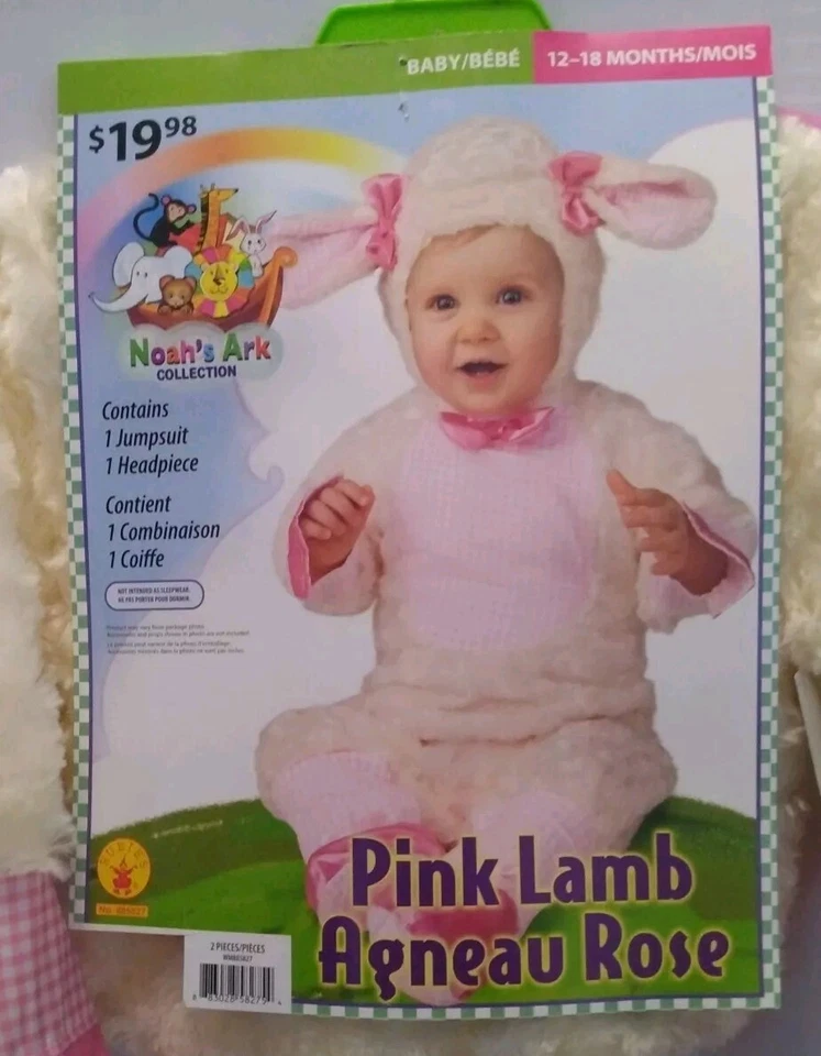 Disfraz Halloween Cordero Rosa Bebé, Talla 12-18 Meses, Juego de 2 Piezas, Foto 2 de 4