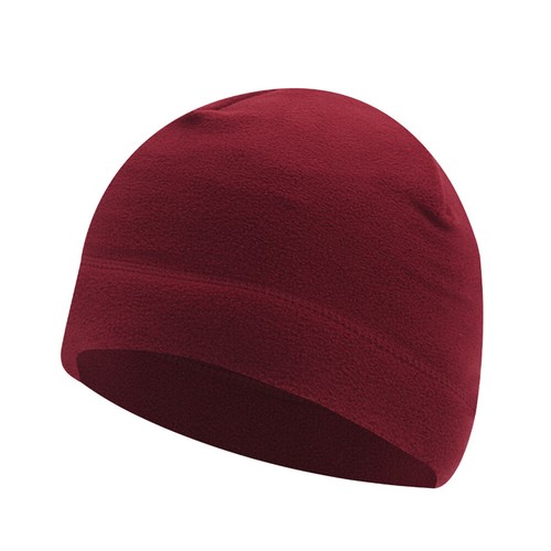 Men Women Beanie Hat Windproof Polar Fleece Watch Cap for Outdoor (Wine Red) - Foto 1 di 7