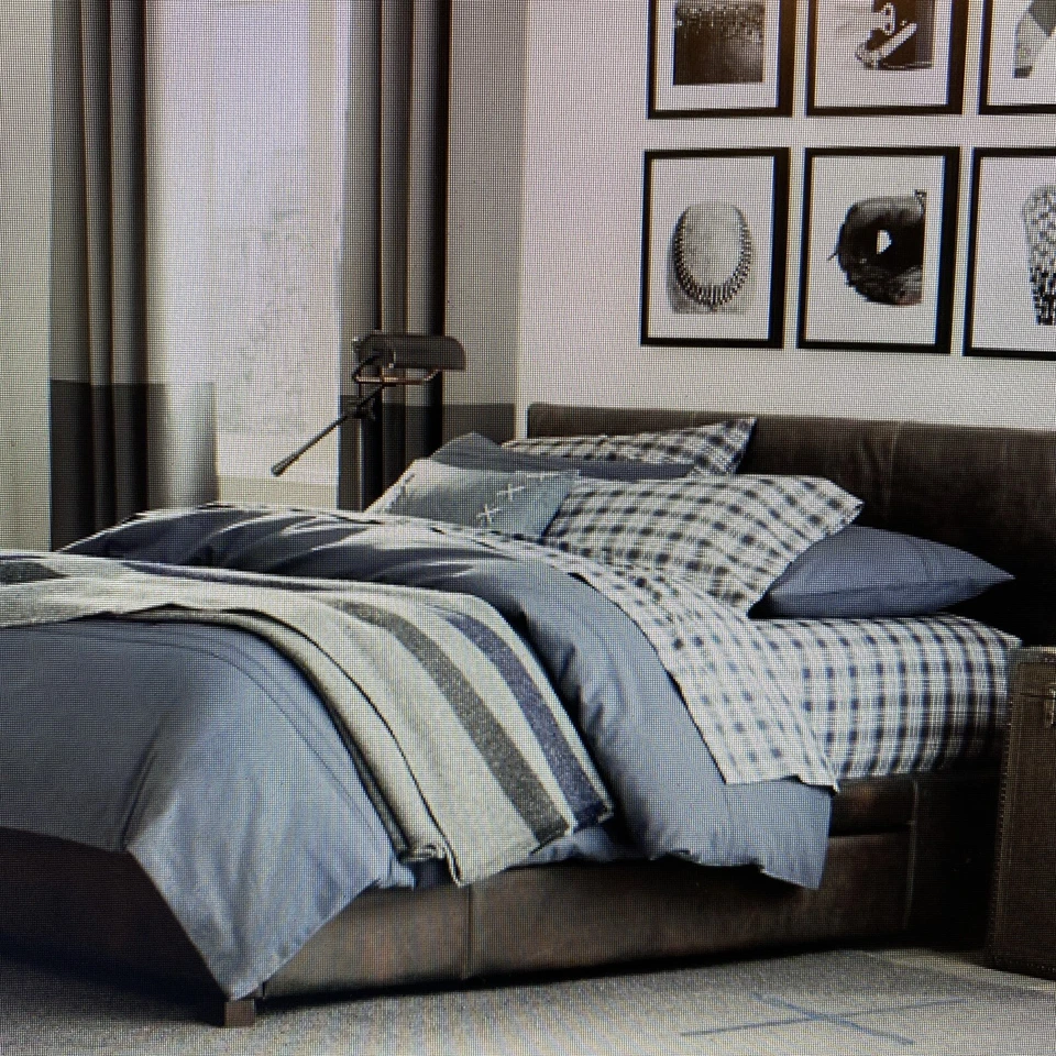 Juego de sábanas a cuadros Restoration Hardware Teen ELLIS, TWIN/TWIN XL, azul marino, nuevo con etiquetas Foto 2 de 4