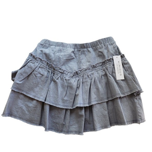 【Anyone more】Kiyo Light Blue Mini Skirt Anyone more】Kiyo Light Blue Mini Skirt smocked