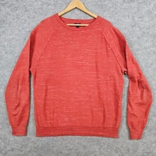 J Crew Men's Heathered Orange Crewneck Sweater Size L 100 Cotton Warm Winter