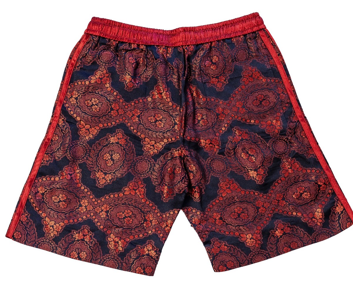 【関税&送料込】Gucci Short Pants GUCCI Satin Red Floral Print Jacquard Track Suite Bowling