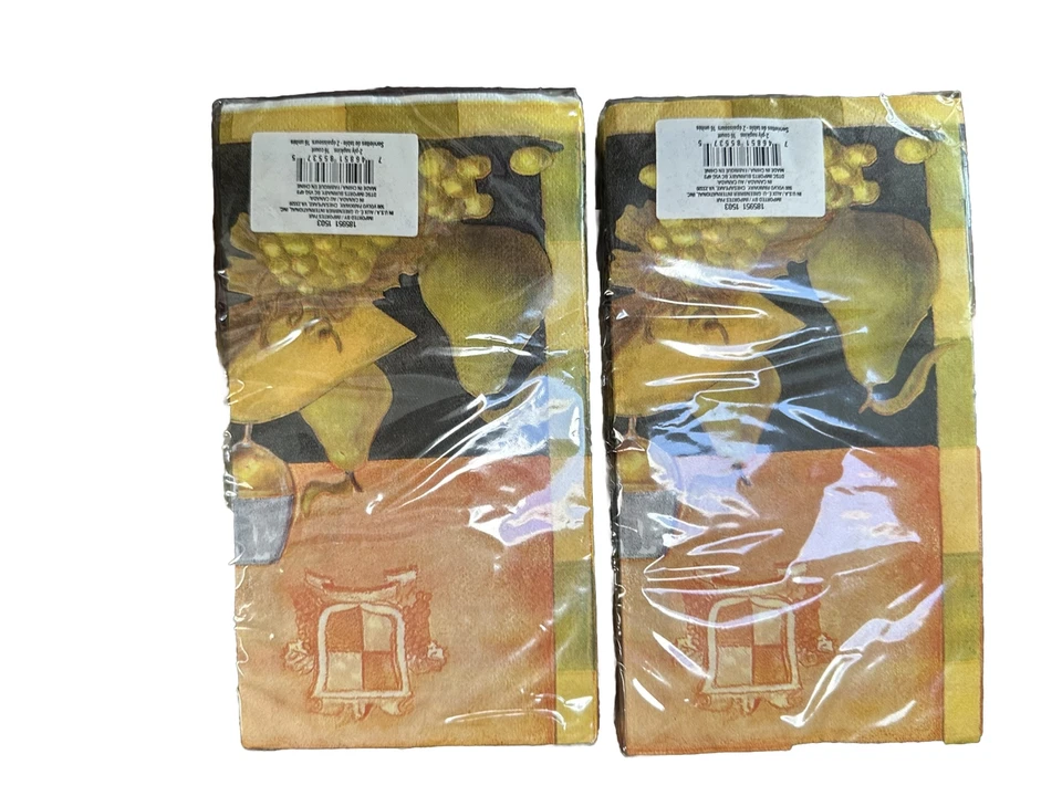 Juego de 2 servilletas de papel de picnic buffet para cena fruta queso vino paquete de 16 comidas 13x15 Foto 2 de 2