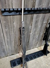 CLOSET WALL GUN RACK AND BASE COMBO TACTICAL 10 LONG GUN RIFLE SHOTGUN WIDER