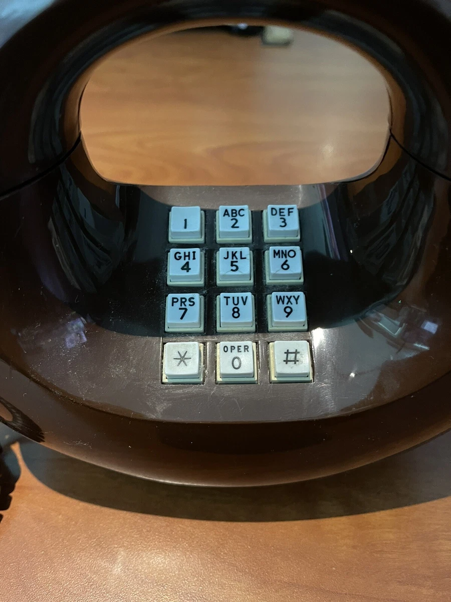 Vintage Western Electric Brown Donut Push Button Phone Telephone Round
