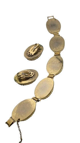 Vintage Whiting und Davis gewölbt Blumen Porzellan Armband Set (A8144) - Bild 7 von 8