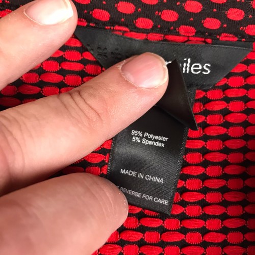 Ali Miles Jacket Womens M Red/Black Polka Dot Big Button Up Ruffle Collar Coat - Picture 3 of 8
