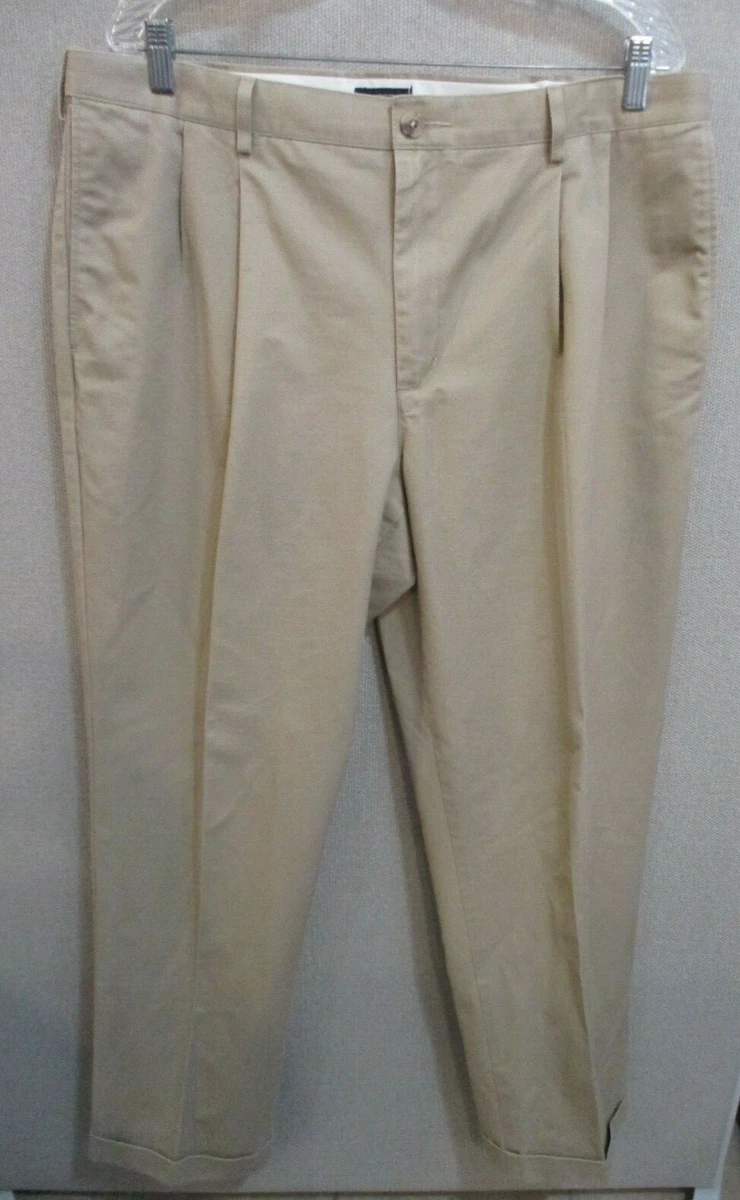 Lands End Pleat Front Comfort Waist No Iron Chino Pants Size 38 X