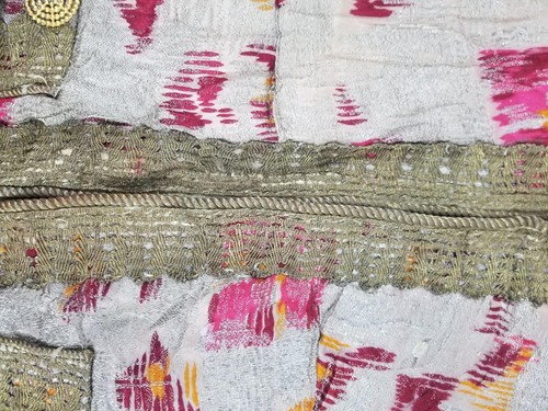 Antique Exquisite Silver Brocade Lame Jacket / Coat with Gold Trim - Picture 7 of 16